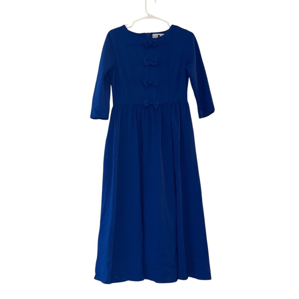 Dainty Jewells Royal Blue Modest‎ Bow Accent Maxi Dress 3/4 Sleeve Size M